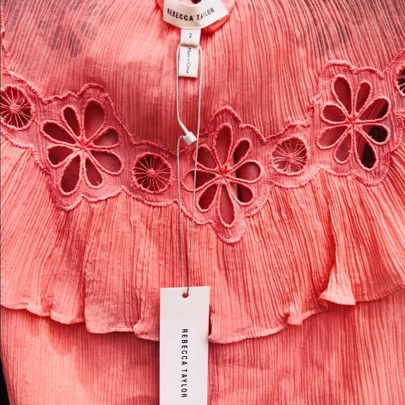 NWT Rebecca Taylor pinwheel eyelet ruffle top - Picture 6 of 6